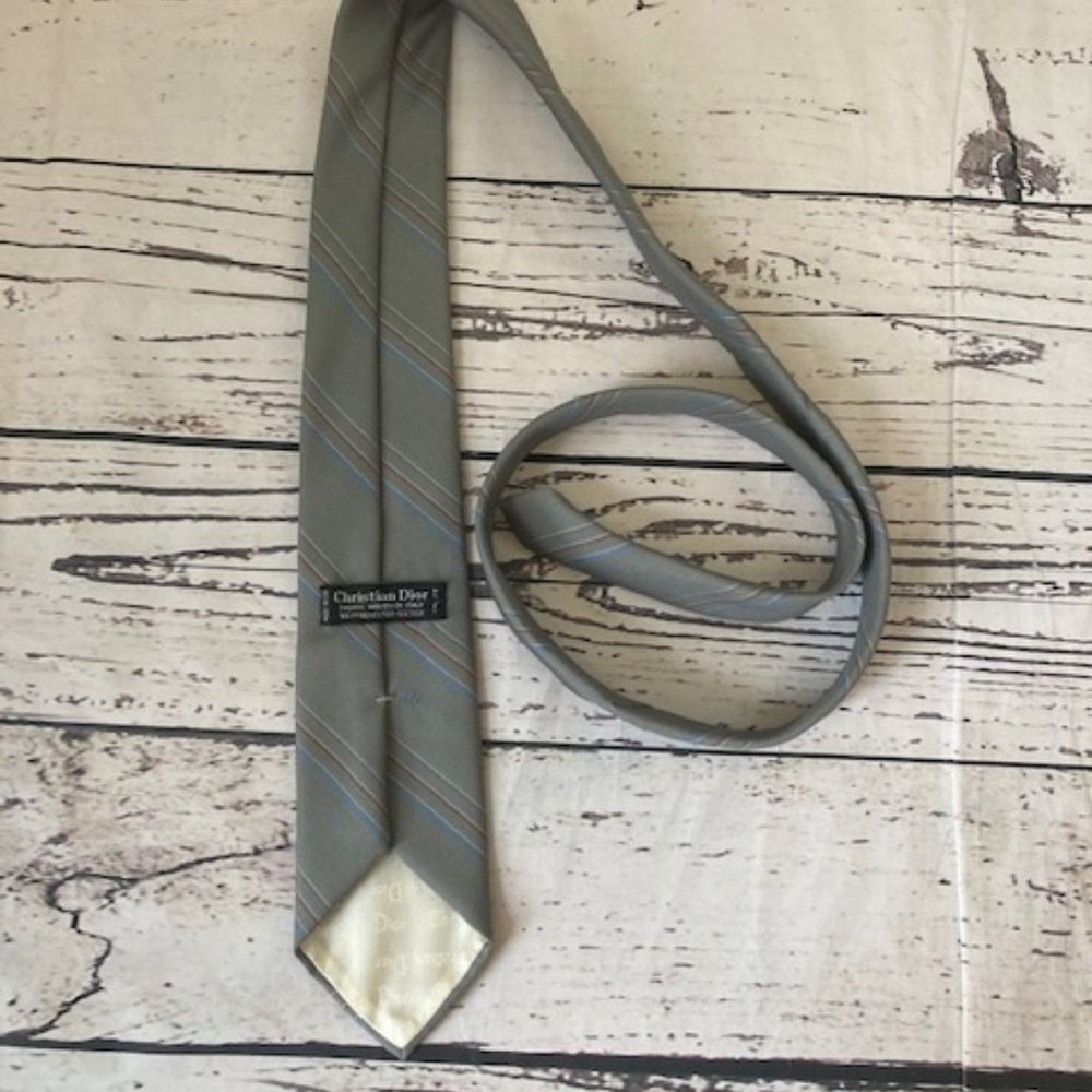 Christian Dior vintage gray striped necktie - Picture 8 of 9